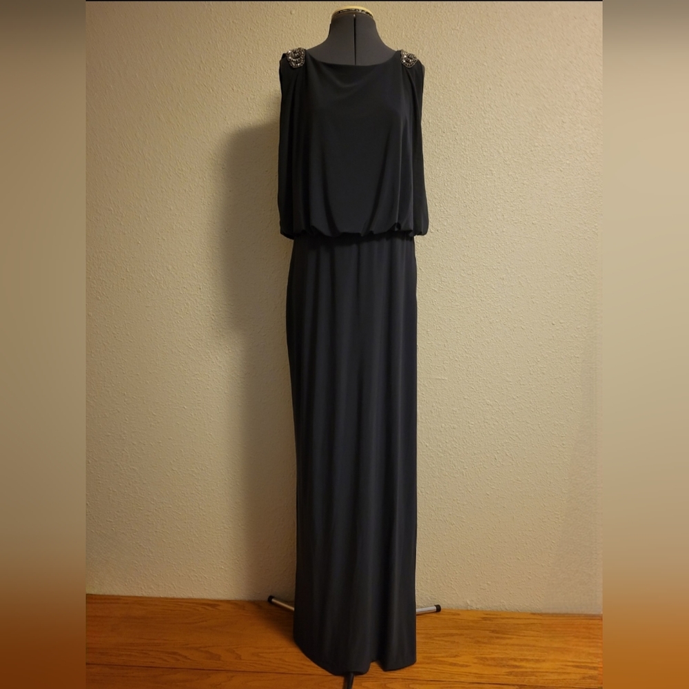 XSCAPE by Joanna Chen Navy Knit Maxi Dress Size 10